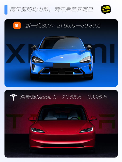 方程S系列对比小米SU7和Model 3有哪些亮点？|方程豹|比亚迪|特斯拉|流变|续航_手机新浪网