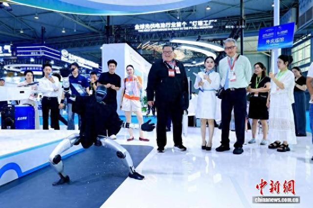 7月9日，第十一届中国(成都)智慧产业国际博览会在成都开幕，图为观众现场参观人形机器人。 单鹏 摄