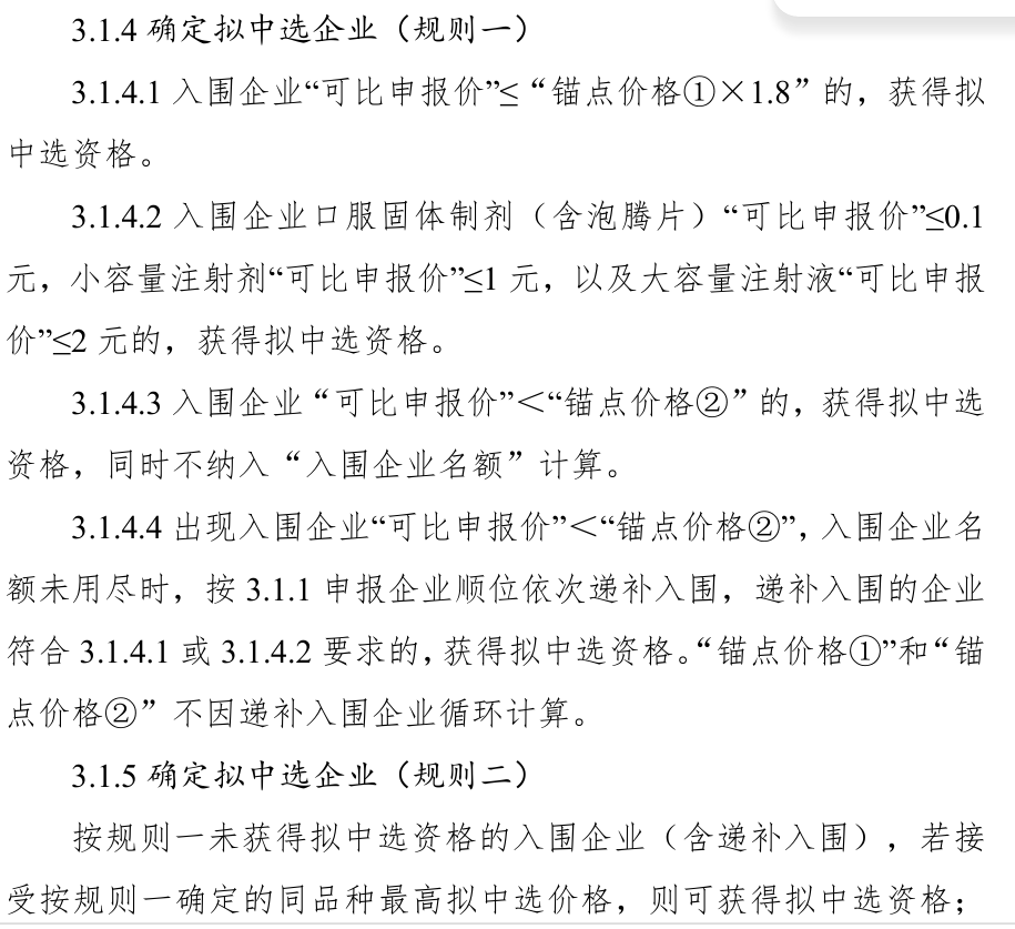 第12批集采部分拟中选规则