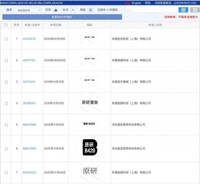 截图自国家知识产权局商标局官网