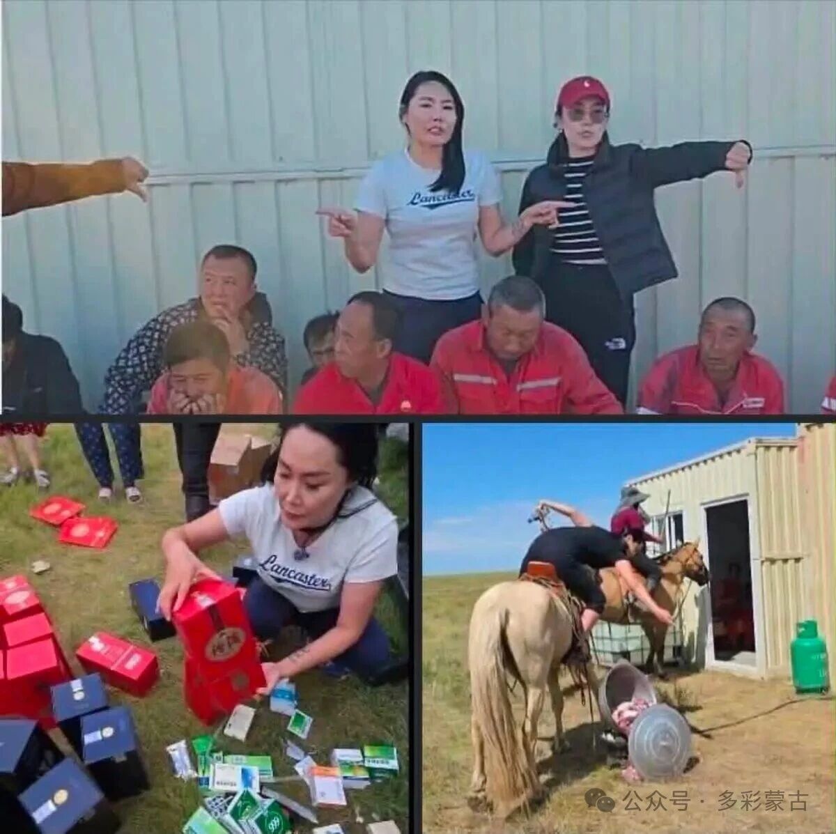 蒙古网红闯入中企肆意破坏。图片来源见水印
