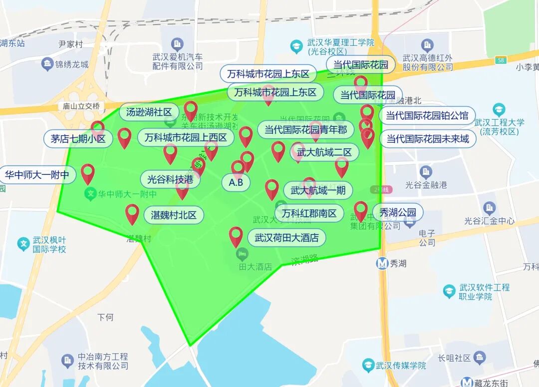 朴朴超市（光谷金融港店）开业首日配送范围