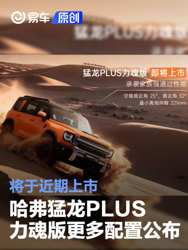 哈弗猛龙PLUS力魂版更多配置公布 将于近期上市