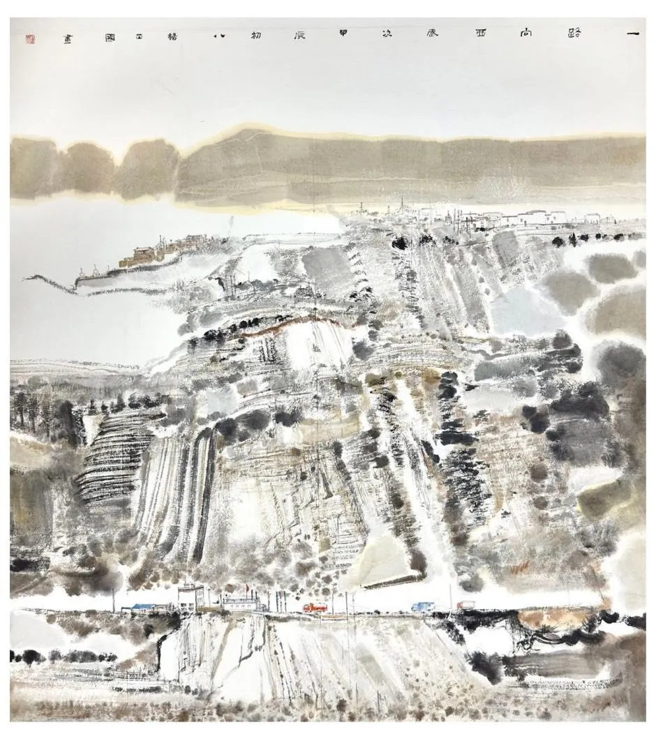 杨正国《一路向西》 240x200cm 纸本水墨