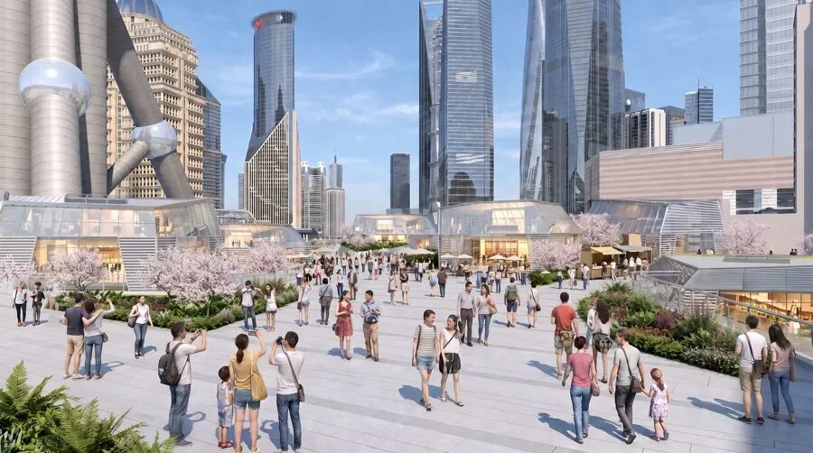 港务大厦原址建造的明珠广场规划效果图