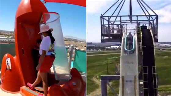 从世界上最刺激的水滑梯掉落 大脑瞬间空白