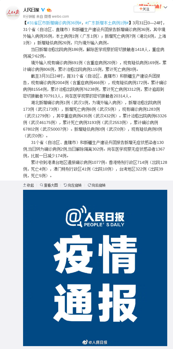 31省区市新增确诊病例36例，广东新增本土病例