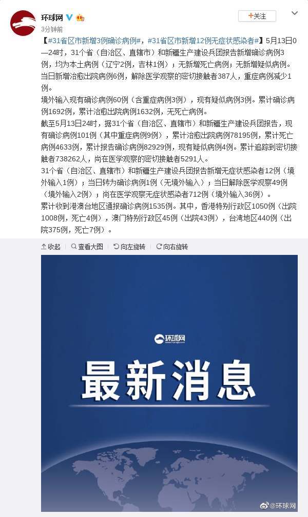 31省区市新增3例确诊病例 新增12例无症状感染者
