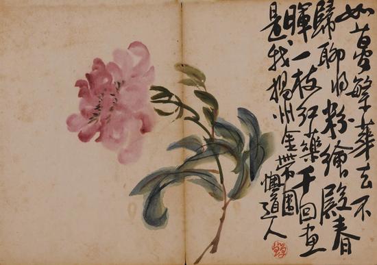 李鱓 花鸟册(部分) 册页设色纸本 31x46x12cm