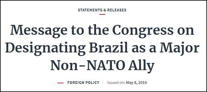 特朗普要给予巴西非北约主要盟国地位