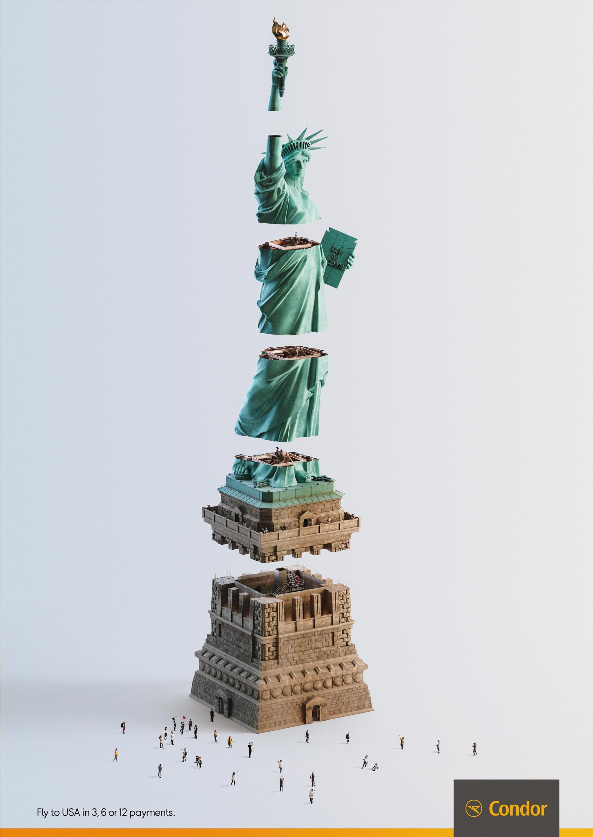 德国神鹰航空创意海报分割地标宣传机票分期服务