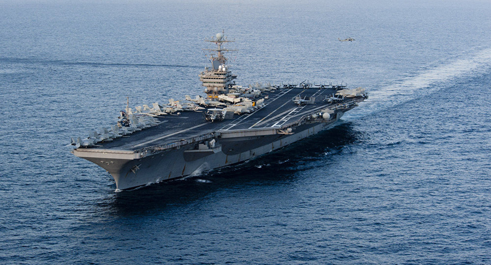 美国向中东部署航母战斗群，图源：法新社