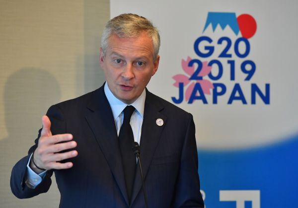 9日,法国财政部长勒梅尔在福冈出席G20财长会记者会。(路透社)