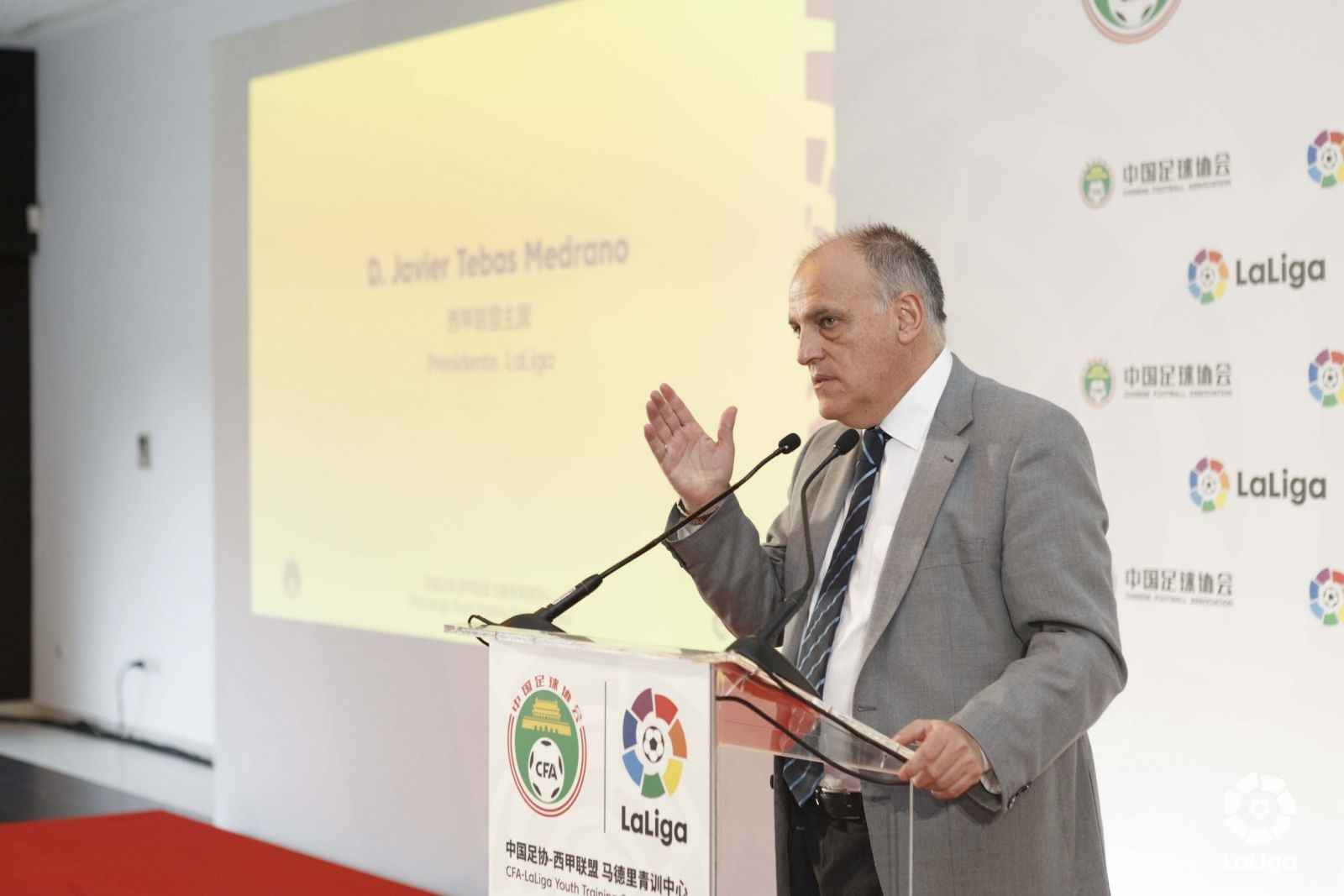 中国足协马德里青训中心球场扩建,杜兆才出席