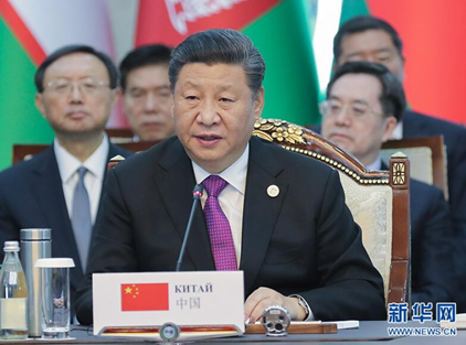  6月14日，国家主席习近平在吉尔吉斯斯坦首都比什凯克出席上海合作组织成员国元首理事会第十九次会议并发表重要讲话。新华社记者 姚大伟 摄