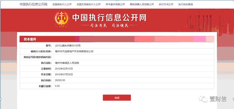 （截图来自中国执行信息公开网）