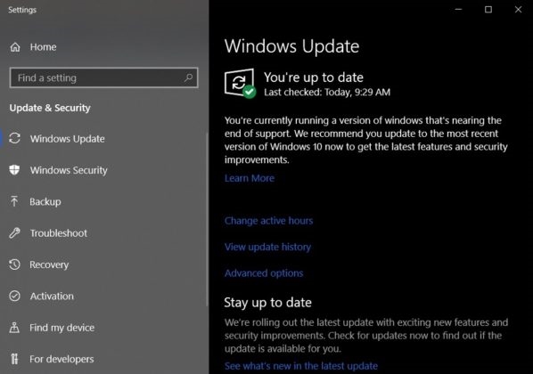 Windows 10开始警告旧版本过期