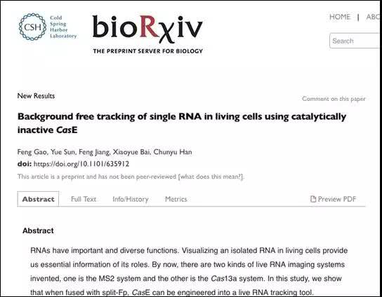 biorxiv网站的该论文截图