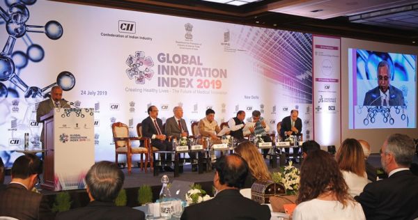 《2019年全球创新指数》报告发布仪式24日在印度新德里举行。（世界知识产权组织网站）