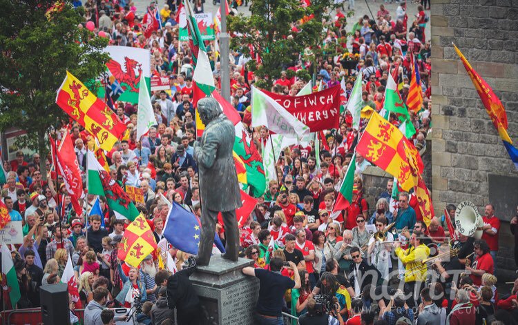 5月份在加的夫的威尔士独立游行。（图自AUOB威尔士社交媒体）