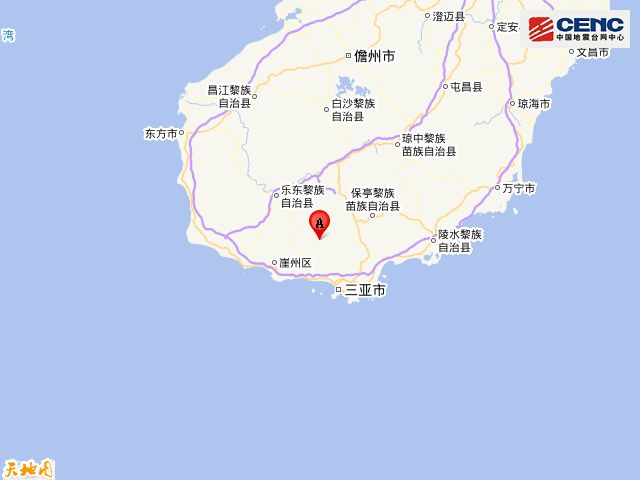 海南三亚市天涯区附近发生40级左右地震