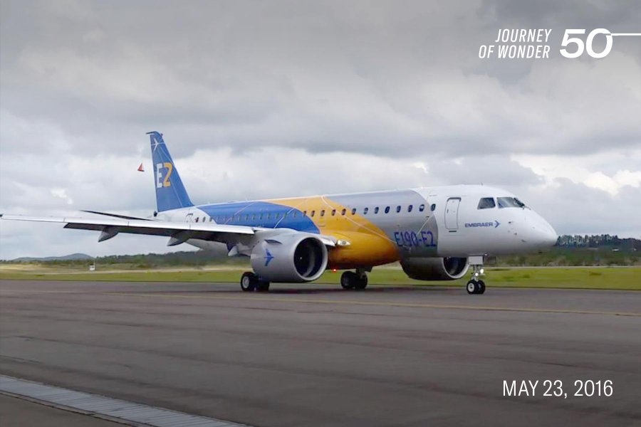 图片来源:巴航工业2017年,巴航工业e2系列最大的机型e195-e2飞机首飞