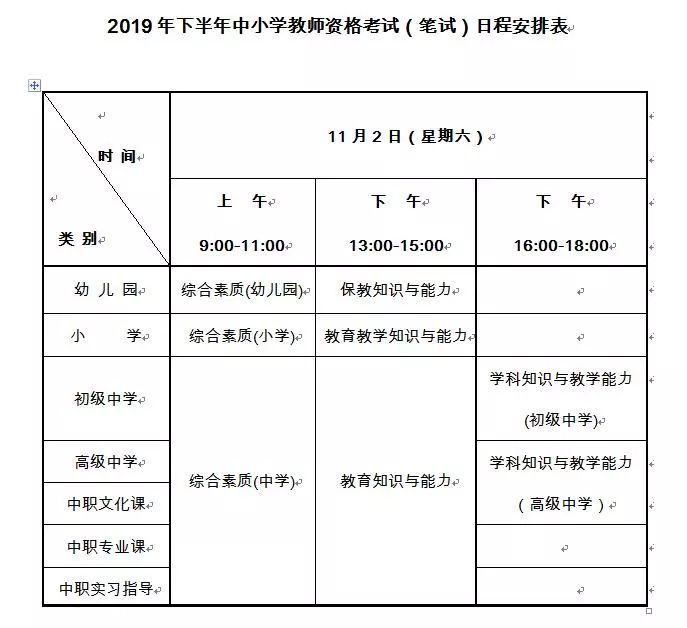 吉林2019年下半年中小学教师资格考试笔试公告