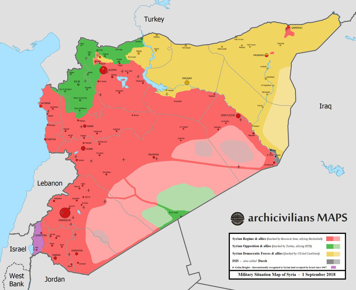 　　叙利亚国内局势图 2018年9月3日