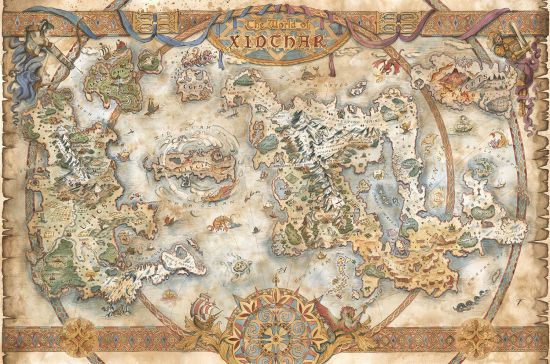 大触用水彩画游戏影视地图 描绘八方旅人,魔戒世界