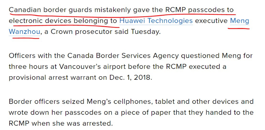  加拿大检方在今年9月承认其边检部门向警方递交孟晚舟手机的行为是“错误的” 加拿大不列颠哥伦比亚省法院文件截图