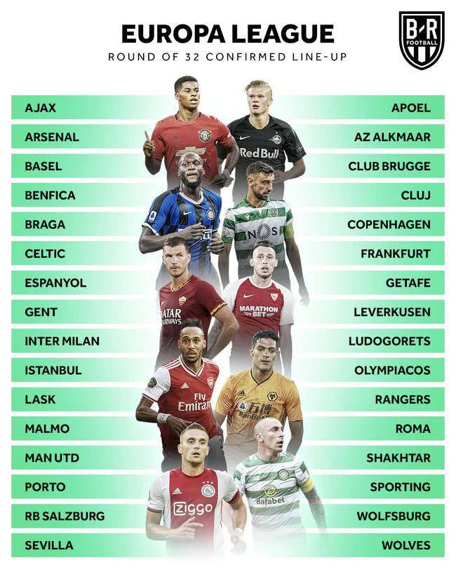 欧联杯32强出炉曼联阿森纳领衔英超西甲全员晋级