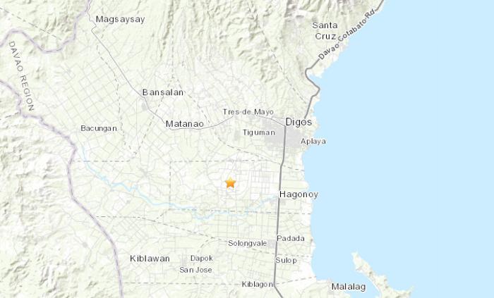 菲律宾棉兰老岛附近发生6.9级地震。（图片来源：美国地质勘探局网站截图）