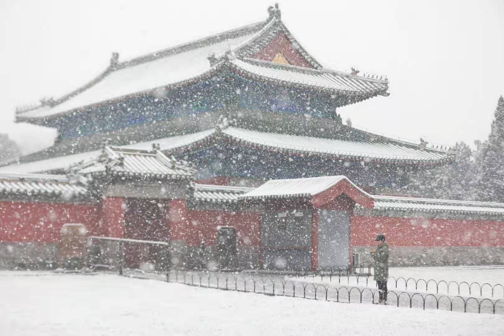 雪中漫步 北京市属公园半日迎6万余游客赏雪(图