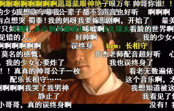 完全被弹幕覆盖的“绝美初遇”。视频截图