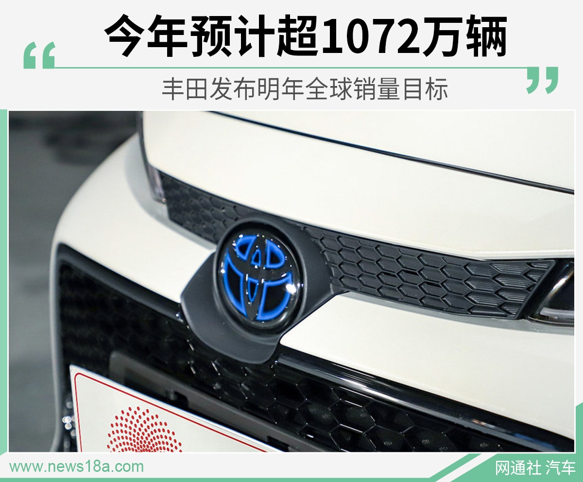今年预计超1072万辆 丰田发布明年全球销量目标