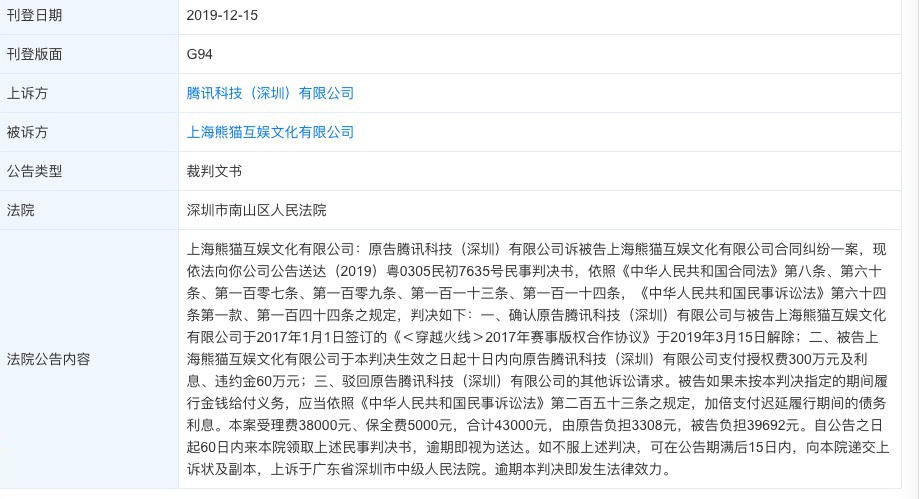 王思聪麻烦不断：名下公司熊猫互娱被判向腾讯支付360万元