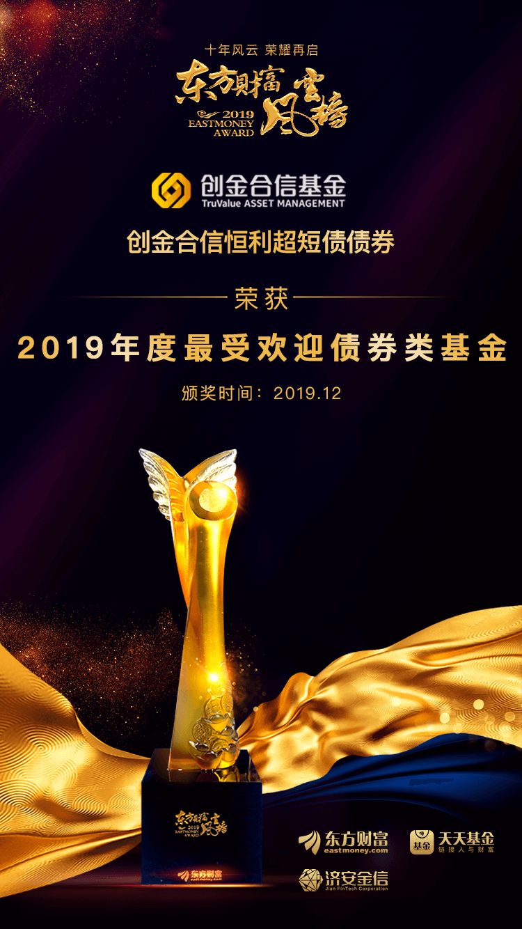 创金合信荣获东方财富风云榜2019年度最受欢迎债券类基金