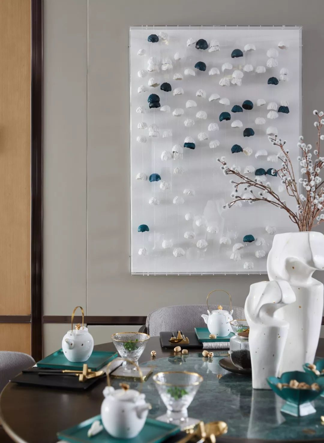 173㎡现代轻奢风下叠洋房，优雅孔雀蓝凸显时尚质感！