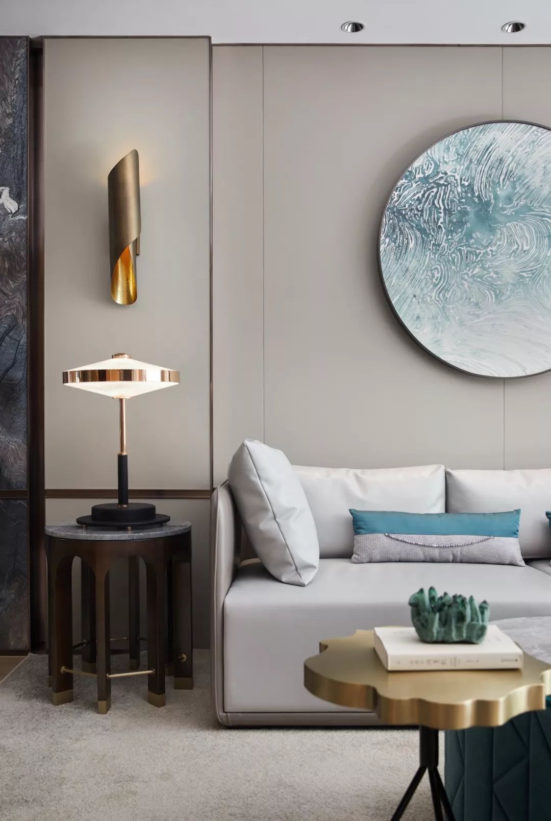 173㎡现代轻奢风下叠洋房，优雅孔雀蓝凸显时尚质感！