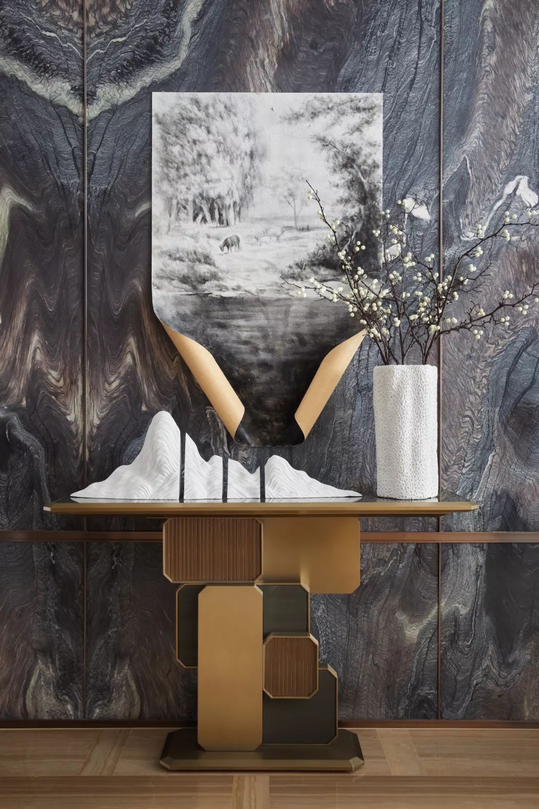 173㎡现代轻奢风下叠洋房，优雅孔雀蓝凸显时尚质感！