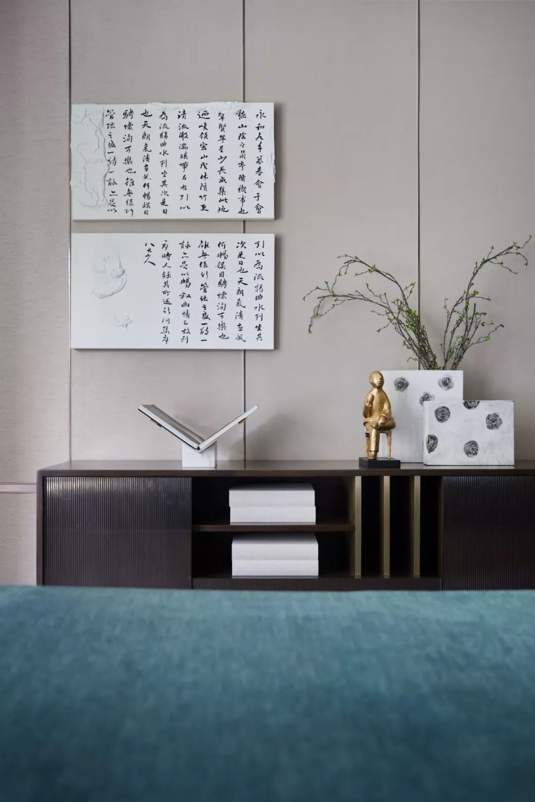 173㎡现代轻奢风下叠洋房，优雅孔雀蓝凸显时尚质感！