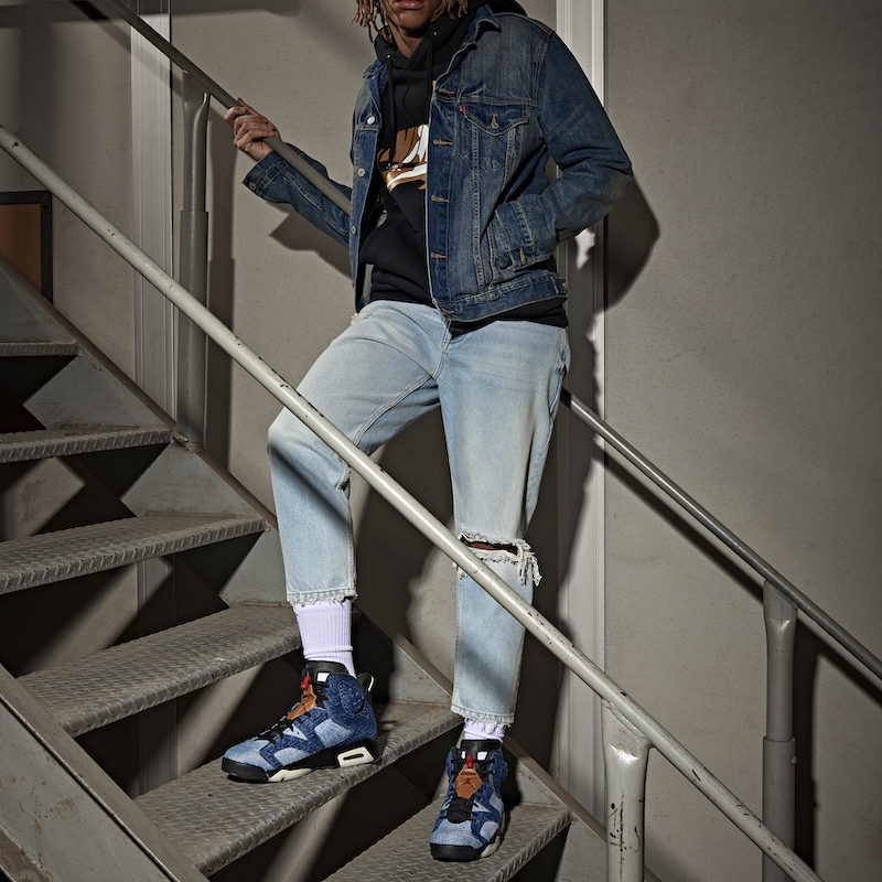 酷似levis 联名,上脚效果超帅!水洗单宁 aj6 本周发售!