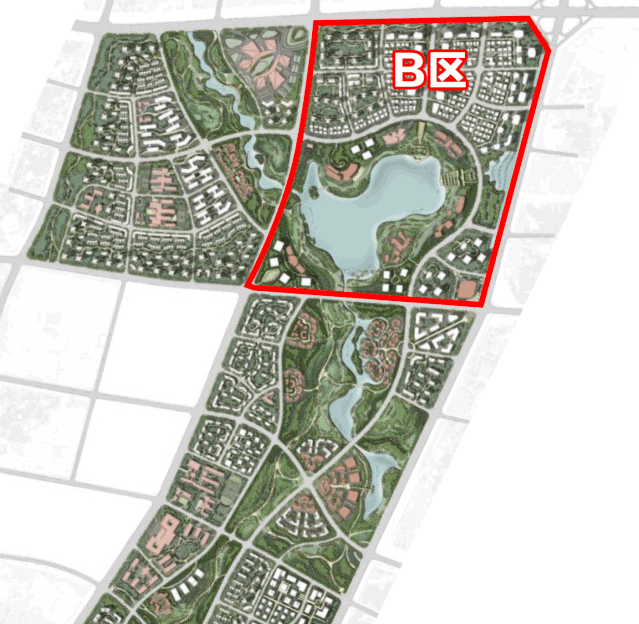 ▽政府规划图纸给出答案:怡心湖本湖,只在b区.