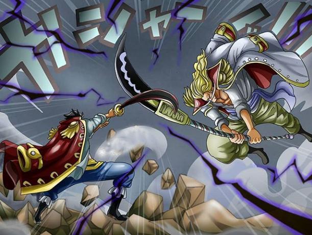 两人的对刀让天地变色,天空的乌云来不及开裂便被他们激发的冲击波吹