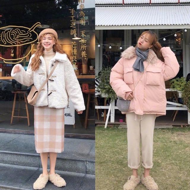 温柔甜美的冬季韩式穿搭,羊绒羔外套配毛线裙,冬天也要软萌萌