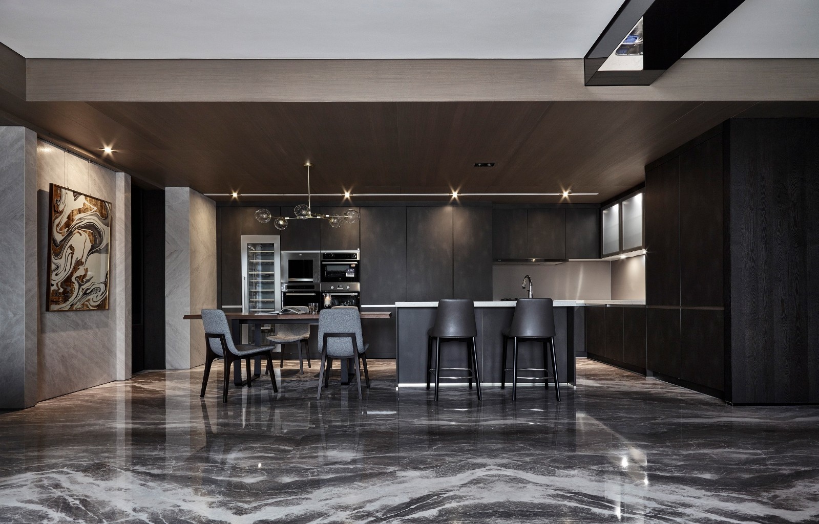 185㎡现代黑桃木简约住宅