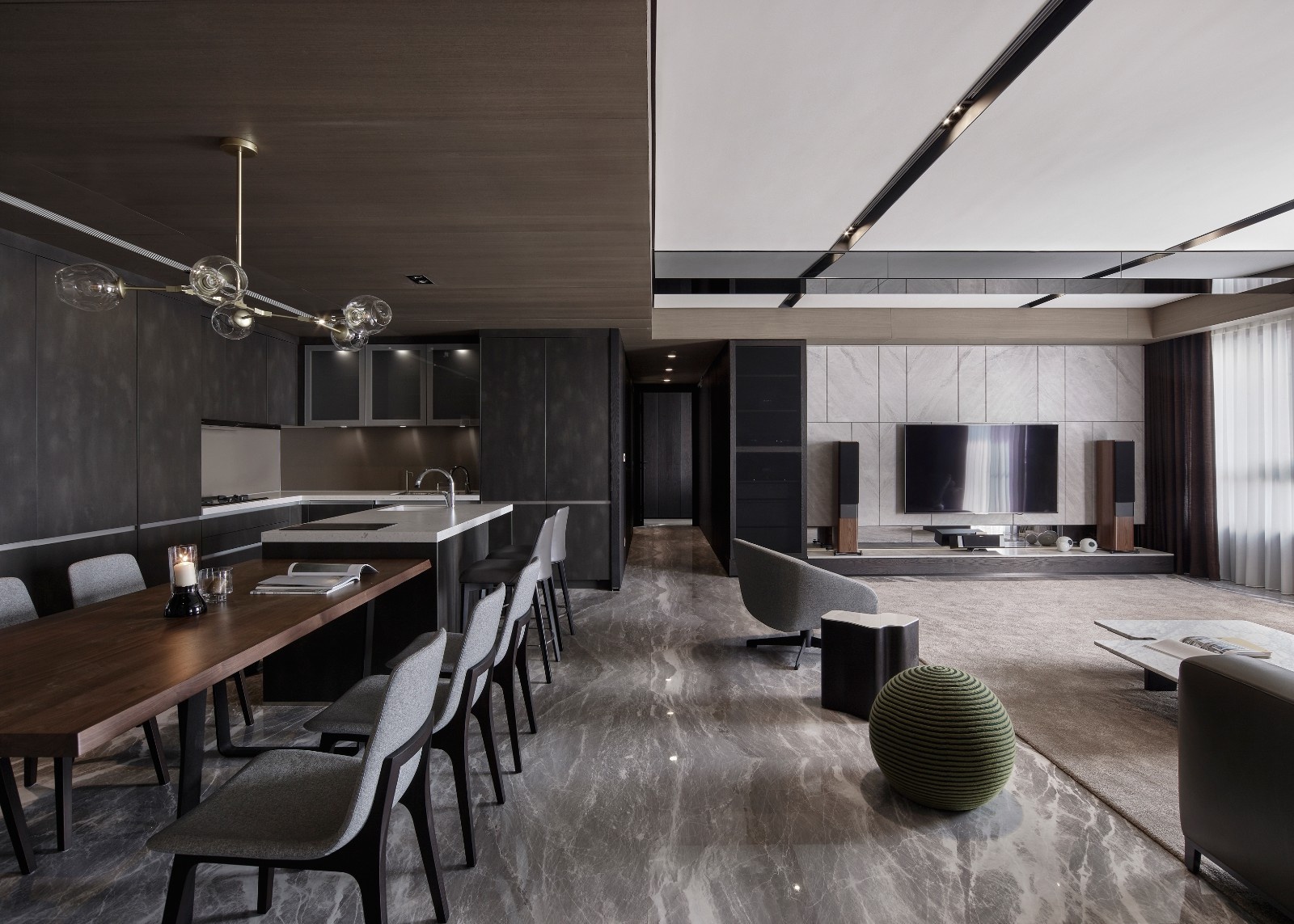 185㎡现代黑桃木简约住宅