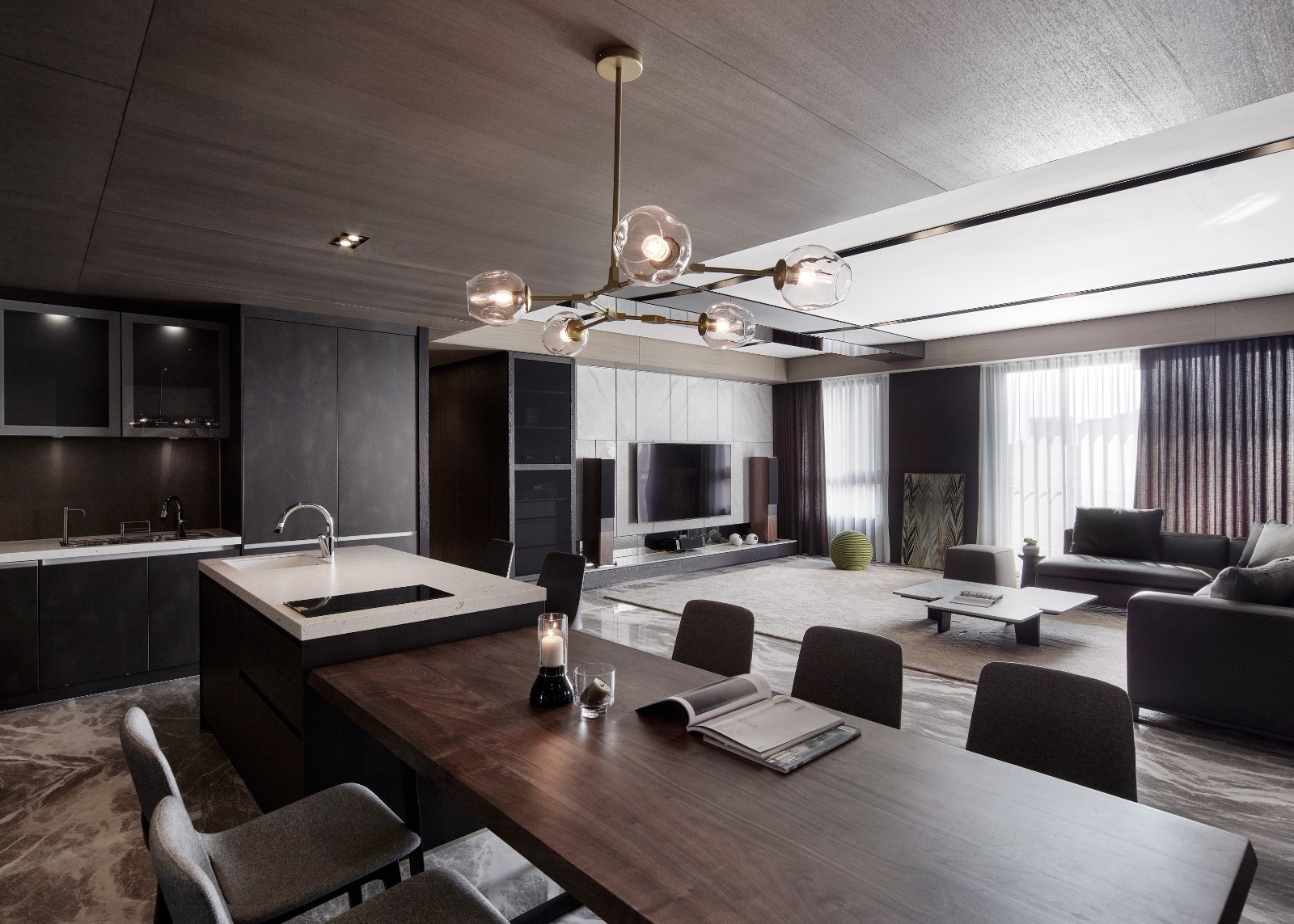 185㎡现代黑桃木简约住宅