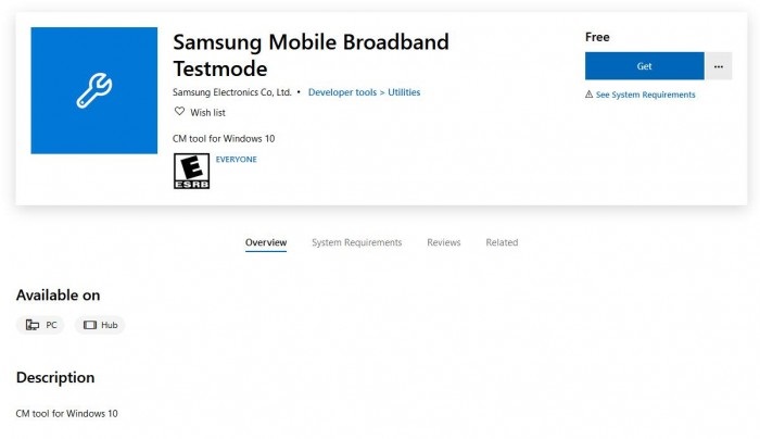 三星上架Samsung Mobile Broadband Testmode应用 能帮助用户在Windows 10 PC拨打电话