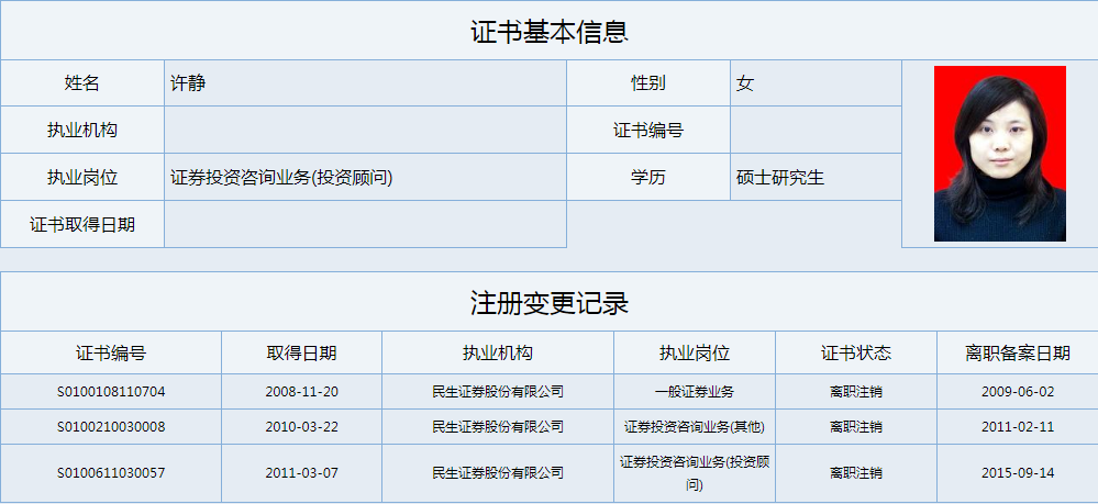 显示,当事人许静,原为民生证券山西太原长风街营业部总经理